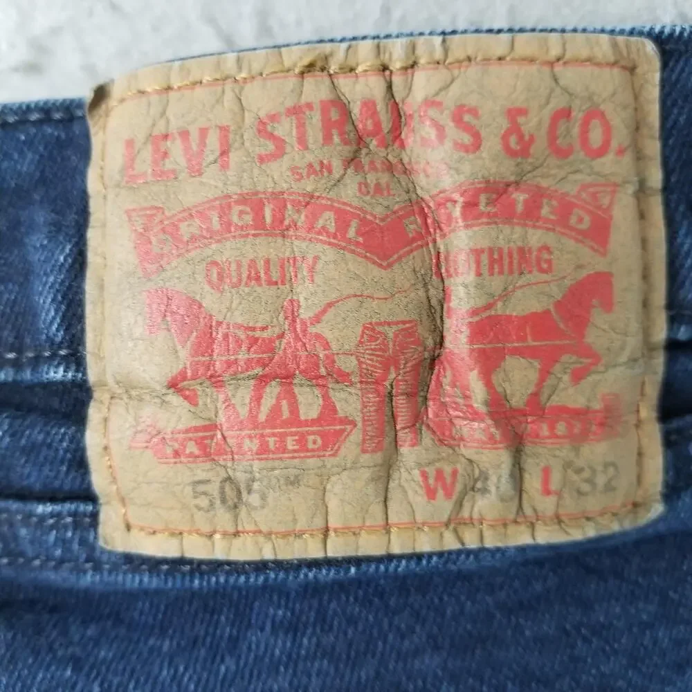 Levis 505‎ Jeans Mens 40x32 Blue Denim Straight Leg Zip Fly Classic 500 Series